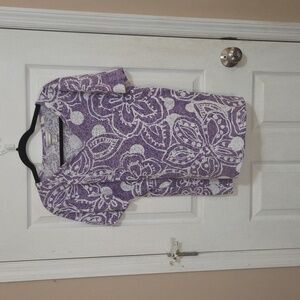Christopher & Banks Purple and White Floral Top